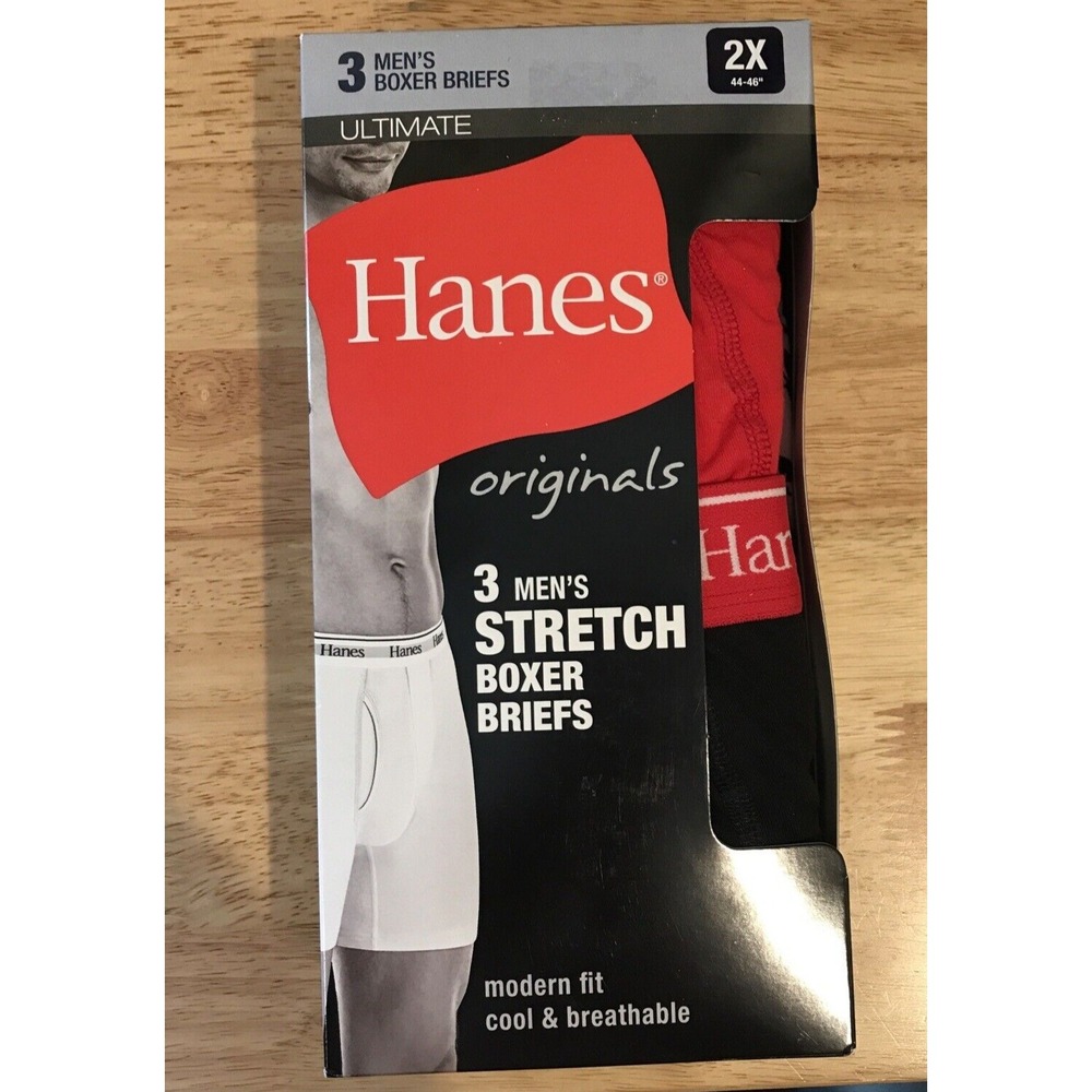Mens Hanes Ultimate Originals Boxer Briefs Modern Fit 3-pack Sz 2X 44-46"